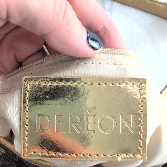 Dereon Vintage Y2K Fleur-Di-Lis Tote Handbag Brown/Gold Glam Hip Hop - Picture 7 of 13